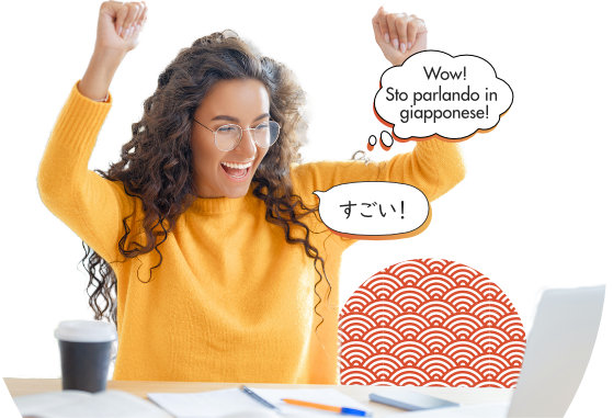 Studentessa felice di studiare il giapponese online con Accademia Giapponese